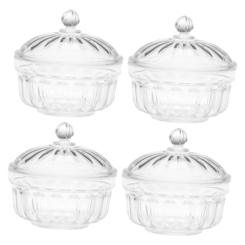 MUCKLILY 4 Ensaladeras Caja De Dulces Cuencos Pequeños Para Servir Bocadillos Con Tapa Cuencos Para Dulces Cuencos Para Mezclar Ensaladas Tarro Decorativo Para Galletas Recipiente