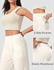Ewedoos Wide Leg Trousers for Women Stretch Ladies Work Palazzo Trousers with Pockets High Elasticated Waist Yoga Pants Business Casual White #3