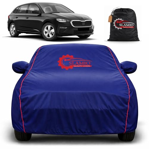 Image of Car Cover for Skoda Scala | 100% Waterproof Heavy-Duty 3-Layer Car Body Cover | All-Weather Rain, UV, Sun & Dust Protection | Custom Fit | Mirror & Antenna Pockets | Navy Blue