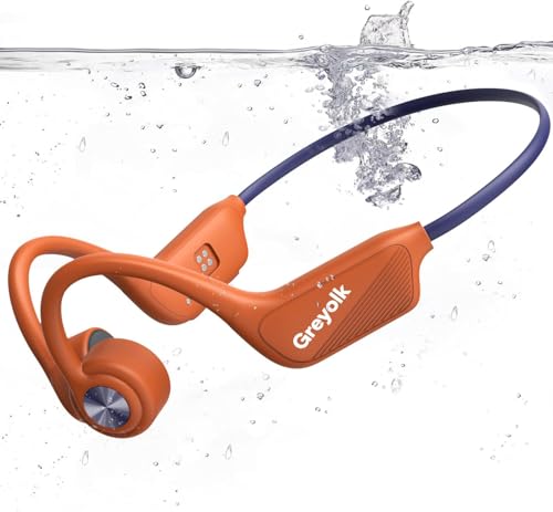 GREYOLK Auriculares de Conducción Ósea IP68 Impermeables para Natación, Bluetooth 5.4 y MP3 con 32GB, Diseño Open-Ear Cómodo para Nadar, Correr y Deportes al Aire Libre