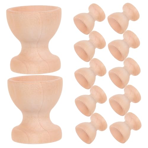 OFFSCH 12pcs Set Wood Egg Holder Wood Egg Holder Countertop Wooden Egg Holder Eggs Cup Holder