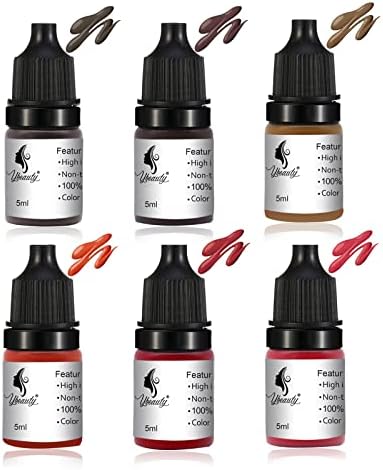 Tattoo Ink Permanent Eyebrow Make up Pigement for Eyebrows Eyeliner Lips Microblading Supplies for Eyebrow Machine Pigment Set for Professional Beauty Supplies (6 Colors)