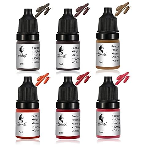 Tattoo Ink Permanent Eyebrow Make up Pigement for Eyebrows Eyeliner Lips Microblading Supplies for Eyebrow Machine Pigment Set for Professional Beauty Supplies (6 Colors) Cover