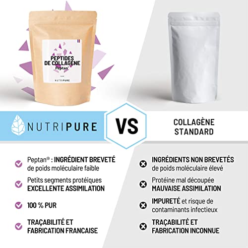 Peptides de Collagène Peptan | Complément Alimentaire Sport | Collagène, Acides Aminés, Protéine | Produit Breveté | Sans OGM ni Additifs | Sachet de 310g | 1 Mois | Made in France | Nutripure – Image 5