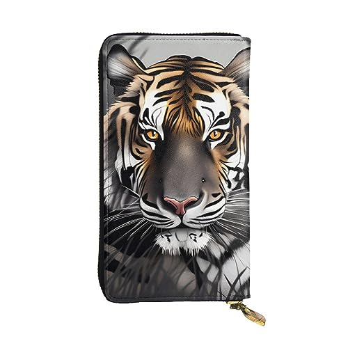 Tiger at Rest Prints Leather Long Clutch Wallet for Fashionable Girls and Women - Durable, Stylish, and Functional, Black, One Size