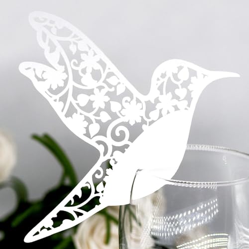 Haosie 50 PCS Marque-Place Oiseau pour Mariage - Cartes de Lieu Verre à Vin, Tables, Fêtes Événements