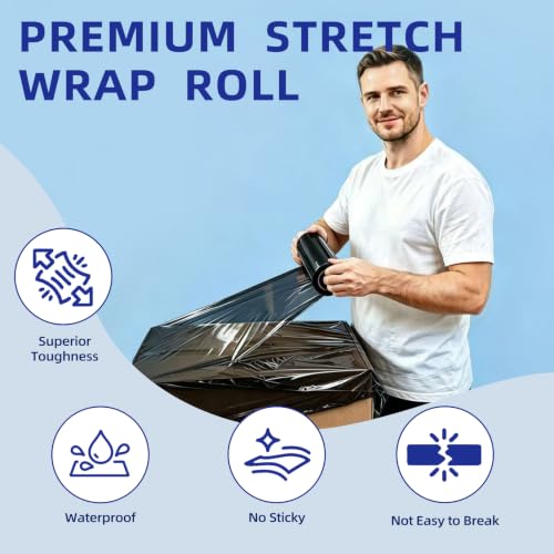 Image of 6 Pack Shrink Wrap Roll, 18 inch Wide Total 3546ft Industrial Stretch Film