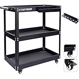 TUIYIDUO 三段 工具カート 耐荷重200kg ツールカート 工具ワゴン ドライバーホルダー キャスター付き DIY ガレージ 工具台車 360° 可動式 工具収納 運搬 厚み 作業 ガレージ 倉庫 修理工場用 ツールボックス日本語説明書付き キットを含む（大）