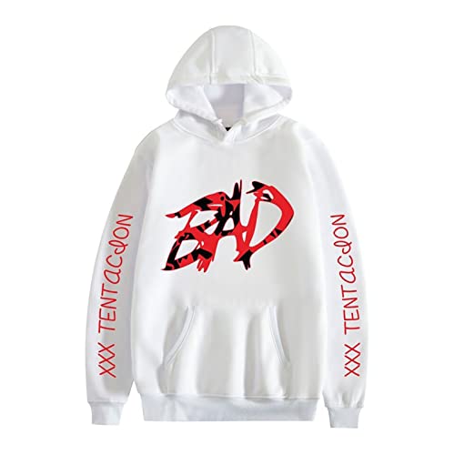 YLWX Xxxtentacion Sweat à Capuche pour Homme Et Femme Pullover Sports À Manches Longues 3D Imprimé Sweat-Shirt (Color : Blanc, Size : XXS) Cover