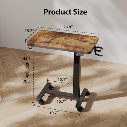 Image of Agilestic Electric Standing Desk, 26 x 16 Inches Height Adjustable Desk, Sit Stand up for Work Office Home, Ergonomic Rising Computer Table with with Wheels, Rustic Brown