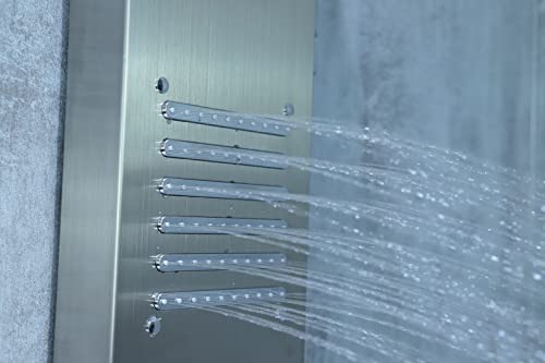 Vantory Led Shower Panel Tower System #304 Stainless Steel Temperature Display Multi-Function Massage Systerm Led Rainfall Shower With 3-Function Hand Shower #TOP3