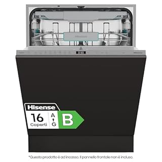 Hisense HV16B, Lavastoviglie integrata, Classe B, 16 Coperti, 40db, 8 programmi, controllo touch, fast cleaning, Apertura automatica della porta, Indicatore del tempo rimanente, 9,5L