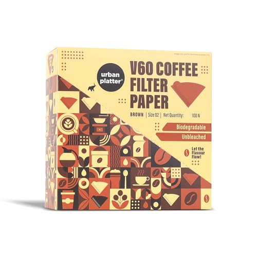 Image of Urban Platter V60 Coffee Filter Paper, Brown, Size 02, 100 Pieces (Unbleached | Ideal for Pour Over Brewing | Biodegradable)