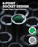 Ginour Impact Socket Set 1/2 Inch, 17PCs Drive Master Deep Impact Socket Set 10mm - 32mm, Metric, Cr-Mo, 6 Point, with 3/8'' to 1/2'' Adapter - Image 4