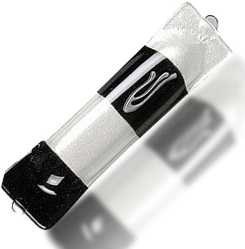 Mezuzah Glass Fusion Judaica Black And Silver Lines Small By Fire Glass Studio
