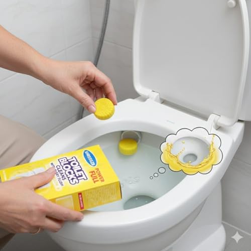 Image of 50 Tablet Flush Toilet Bowl Cleaner Tablets, Bathroom Toilet Tank Cleaner, Powerful Cleaning Ball Toilet Blue Deep Clean Bubbles, Mild Lemon Scent (50 Lemon Tabletss)