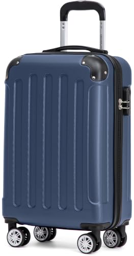 BEIBYE Handgepäck Koffer M 55 cm – Kabinenkoffer aus ABS, leicht, 360° Doppelrollen, Reisekoffer für Kurzreisen, Dunkelblau – Ansicht 1
