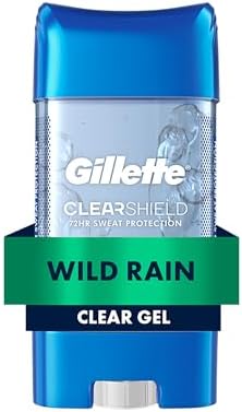 Gillette Antiperspirant and Deodorant for Men, 72hr Sweat & Odor Protection, Long Lasting Freshness, Anti-White Mark Technology, Clear Gel, Wild Rain Scent, 3.8 oz