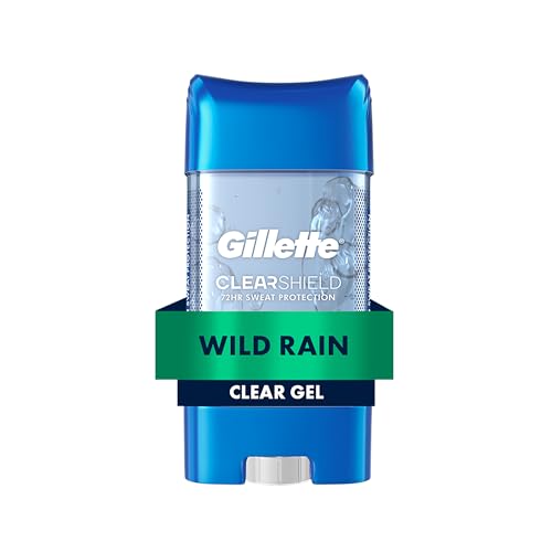 Image of Gillette Antiperspirant and Deodorant for Men, 72hr Sweat & Odor Protection, Long Lasting Freshness, Anti-White Mark Technology, Clear Gel, Wild Rain Scent, 3.8 oz