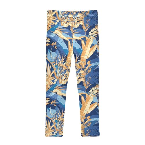 KLL Blue and Yellow Theme Plants Toddler Girls' Legging Stretchy High Waisted Athleisure Pants Sports2
