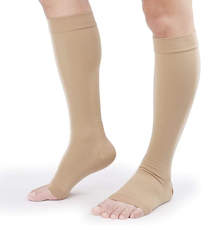 Image of TOFLY 30-40mmHg Medical Graduated Compression Socks Open Toe