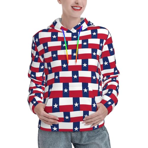 Sweat à capuche drapeau du Texas tendance pour femme avec poche de style décontracté