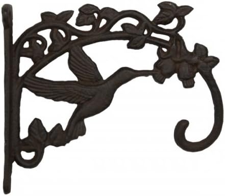 Large Cast Iron Wall Hook Hummingbird ~ Large Plant Holder Hanger Pot Brown