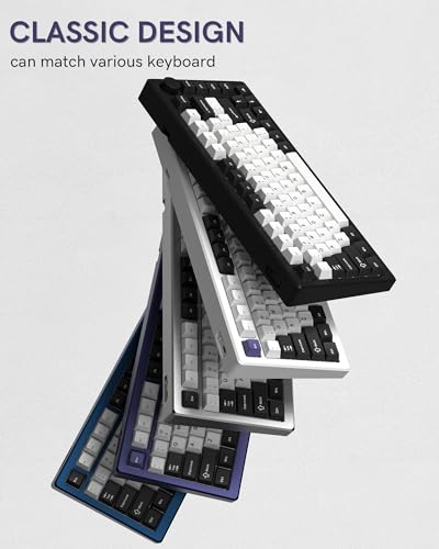 Image of Womier Double Shot PBT Keycaps Set 138 Keys, Cherry Profile Custom Keycaps 60 65 75 100 Percent for 61 /64 /68 /84 /87 /100 /104 /108 Retro Gaming Mechanical Keyboard (Black White2)