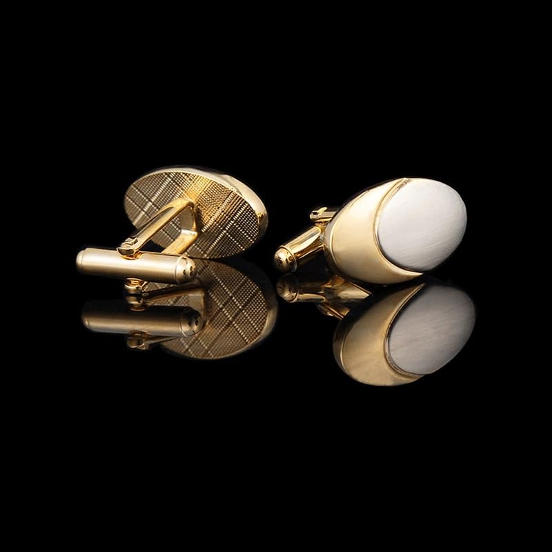 Gemelos de Cobre Cepillado de Dos Tonos galvanizados for Hombre, Brazalete francés Dorado, Perno Prisionero de Boda
