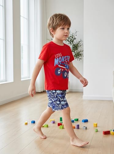 Image of Little Boys /Girls Shorts Clothes Set 2Pcs,1-8 Years (Red, 7-8 Years)