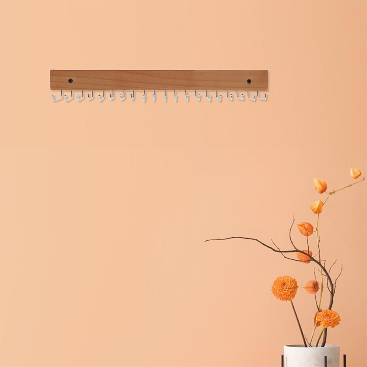 Didiseaon Percha Organizador de Cinturones y Corbatas de Pared 2 Unidades de Madera Natural Montaje Fácil para Entrada Dormitorio y Armario 14.37x1.97x1.89 Pulgadas