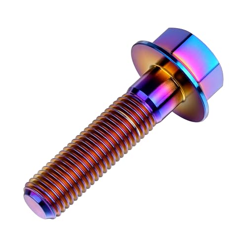 Image of Ti Screws M10 x 20 25 30 35 40 45 50 55 60 65 70 75 80 90 100mm 1.25 Pitch Titanium Flange Hex Bolt Pack of 4 (Burnt Blue, M10x40mm)