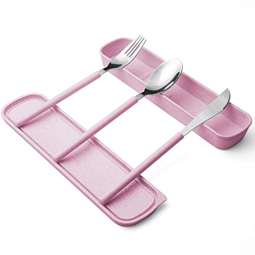 Portable Untensil Set, 3 Piece Reusable Cutlery Flatware Set [ABS handle and Stainless