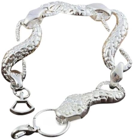 925 Sterling Silver Fashion Charms Cobra Python Anaconda Giant Snake 7" Bracelet Affordable Matching Bracelets Elegant Accessories Daily Wear Jewelry Sleek Minimalist Designs