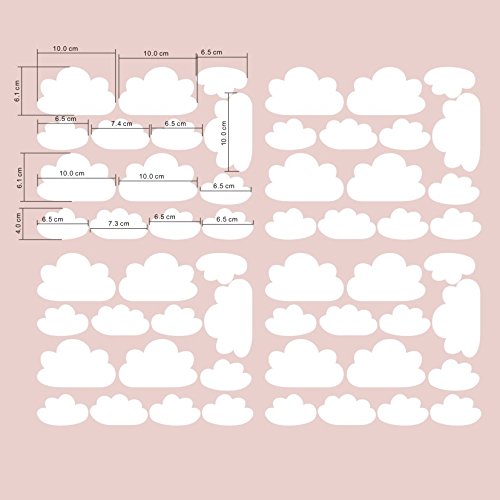 56 Pieces/Set Cloud Wall Decal Vinyl Sticker Nursery Kids Child Boys Girls Room Decor Nursery Baby Bedroom Decoration Home Stickers Ymx03 (White) #TOP1