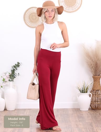 Image of Popana Wide-Leg Pants Palazzo Pants, Soft Lightweight Flowy Bootcut Wide Leg Lounge Pants for Women 3-Pack