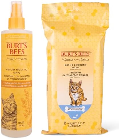 Burt's Bees for Pets Dander Reducing Spray & Gentle Kitten Wipes Bundle - Soothing Spray with Oat Flour & Honey, Grooming Wipes for Cleaning Coat & Paws, Naturally Derived, Cruelty-Free, Made in USA image 3