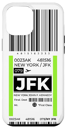 New York Travel JFK Airport Code Boarding Pass Flight Ticket Case for iPhone 12 Pro Max