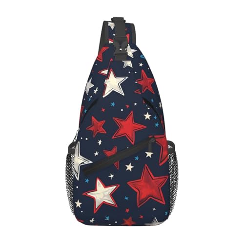 Mochila tipo bandolera roja con patrón de estrellas miniatura 1