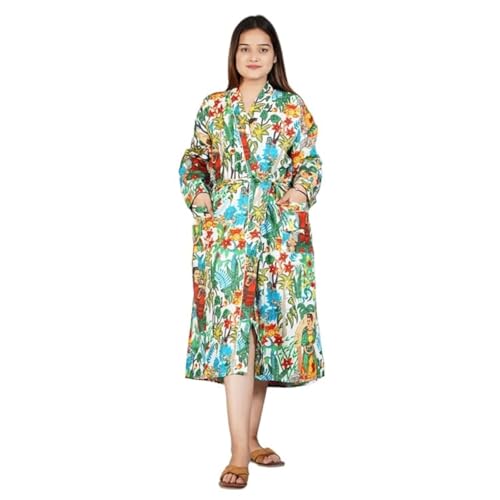 Image of Cotton Women Stylish Printed Kimono, Bath Robe,Night Wear Suit,Swim Wear, Night Dress, Beach Wear