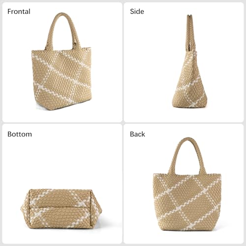 Bolso Tote tejido a mano para mujer, piel vegana ajustable miniatura 3