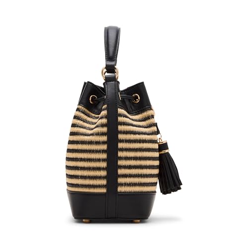 Anne Klein Womens Small bucket with convertible strap, Natural-Black Stripe/Black3