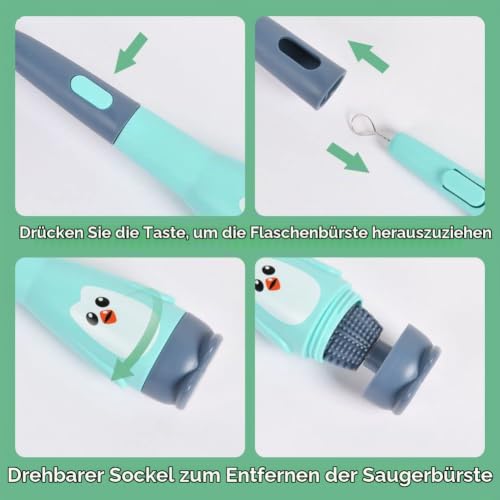 Vicloon Baby Flaschenbürste Set, 3 in 1 Silikon Babyflaschenbürste für Babyflaschenbürste und Sauger, BPA-frei… – Ansicht 5