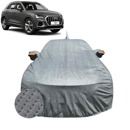 Image of Car Cover for Audi Q3 (2021-2026) | 100% Waterproof Cover with Reflective Mirror Pockets | Dustproof, Scratchproof, Heatproof Audi Q3 Car Cover |Soft Cotton Lining| Grey