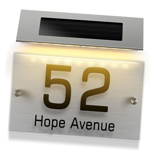 Kisangel Lámpara Solar para Número Exterior de Casa con LED Bicolor Luz Automática Nocturna Fácil Instalación Resistente para Jardín y Entrada