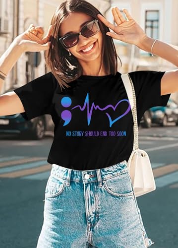 Suicide Awareness Shirt Women Mental Health T-Shirt Suicide Prevention Shirt You Matter Therapist Motivational Tops4