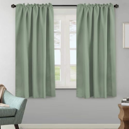 Image of H.VERSAILTEX Blackout Curtains Thermal Insulated Window Treatment Panels Room Darkening Blackout Drapes for Living Room Back Tab /Rod Pocket Bedroom Draperies (2 Panels, Cyan, 52 x 63 Inch)