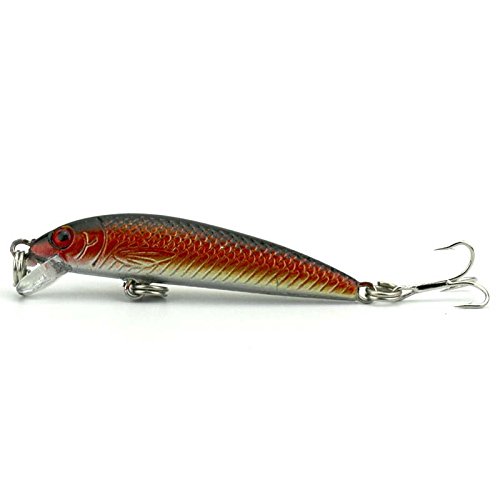 Momoda 8# Hooks 3D Eyes Plastic Hard Fishing Lures (5 Color, 5.5Cm Length, Pack Of 5Pcs) #TOP6