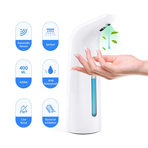 FREDI Automatischer Seifenspender 400 ml Automatisk Sprühspender Infrarot-Bewegungssensor Schaum Berührungslos Schaumseifenspender für Küchen und Badezimmer Waschraum/öffentlicher Ort