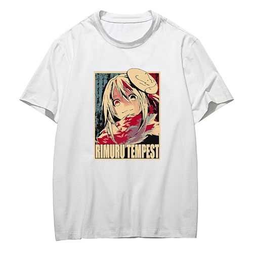 Anime That Time I Got Reincarnated as a Slime - Camiseta de algodón blanco de dibujos animados para fanáticos del manga Rimuru Tempest, cosplay, Blanco 3, L
